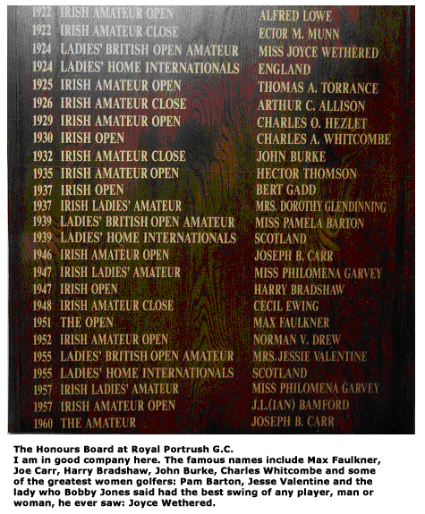 The Honours Board at Royal Portrush Golf Course